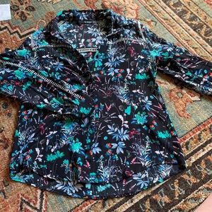 Koopies black and botanical button up blouse